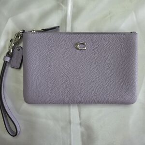 SOLD- Coach Wristlet Pebbled Leather- Light Purple/ Lilac